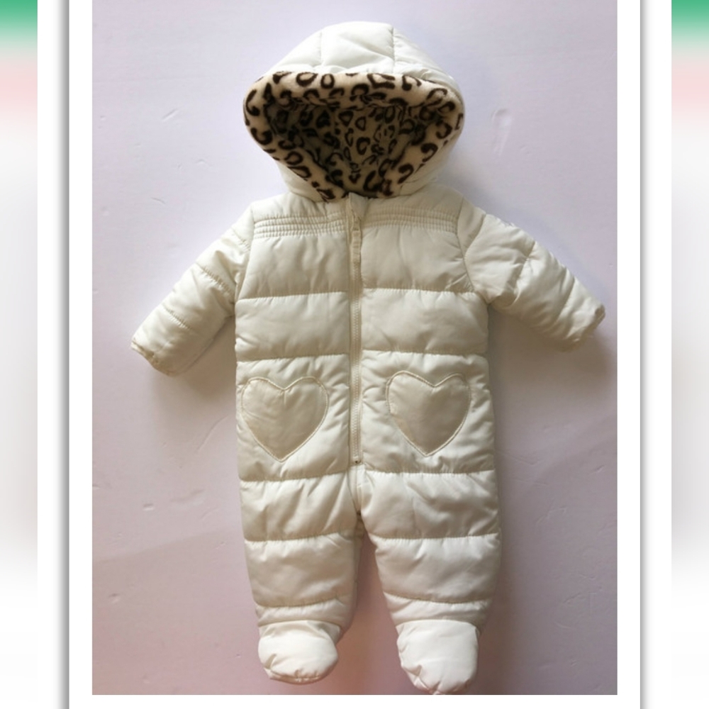 Weatherproof Ivory Quilted Snow Suit Size 3/6 Mo